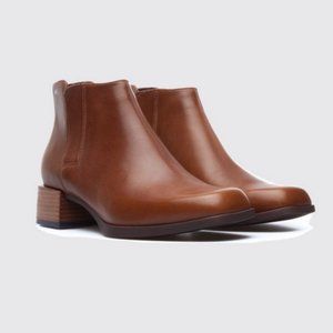 Camper Kobo Brown Leather Square Toe Ankle Boot EU38